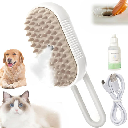 Comb For Dogs Cat Brush With Steam - 3-In-1 Electric Spray Dog Steamer Brush For Gentle Massage, Removes Tangled Loose Hair