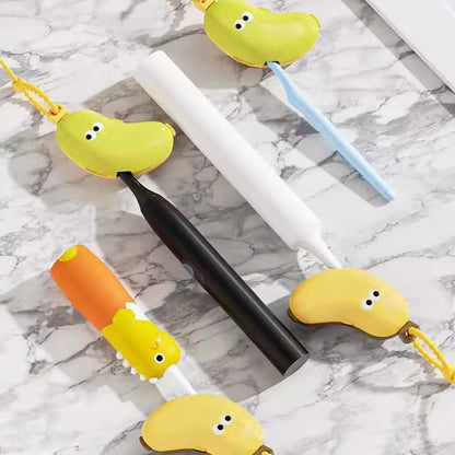2PCS Banana Toothbrush Case, Cute Banana Travel Toothbrush Storage Box, Portable 2in1 Toothbrush Cover- with Toothpaste Dispenser for Hiking Camping