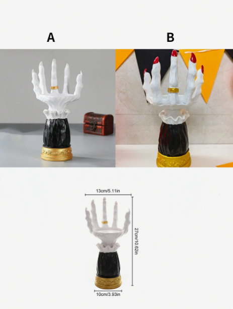 Fright Night Candle Holder: Spooky Halloween Hand Ornament