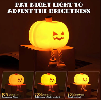 🎃 Halloween Pumpkin Night Light – Soft Silicone Tap Control LED Lamp