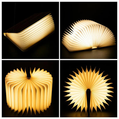 LED Wooden Book Lamp – USB Bedside Night Light with 3 Colors