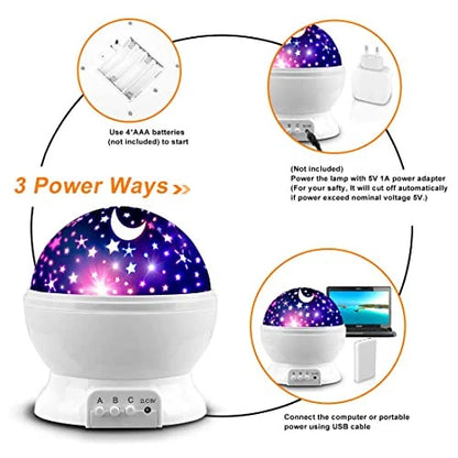 Rotating LED Galaxy Starry Night Light Projector Star Sky Moon Lamp Kids Bedroom