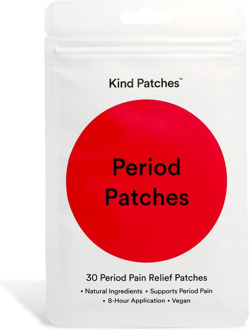 Period Relief Patches Cooling Menthol & Chamomile, Iron-Infused Lavender Essential Oil 30 Count