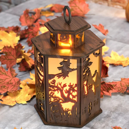 Wooden Halloween Tea Lantern