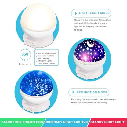 Rotating LED Galaxy Starry Night Light Projector Star Sky Moon Lamp Kids Bedroom