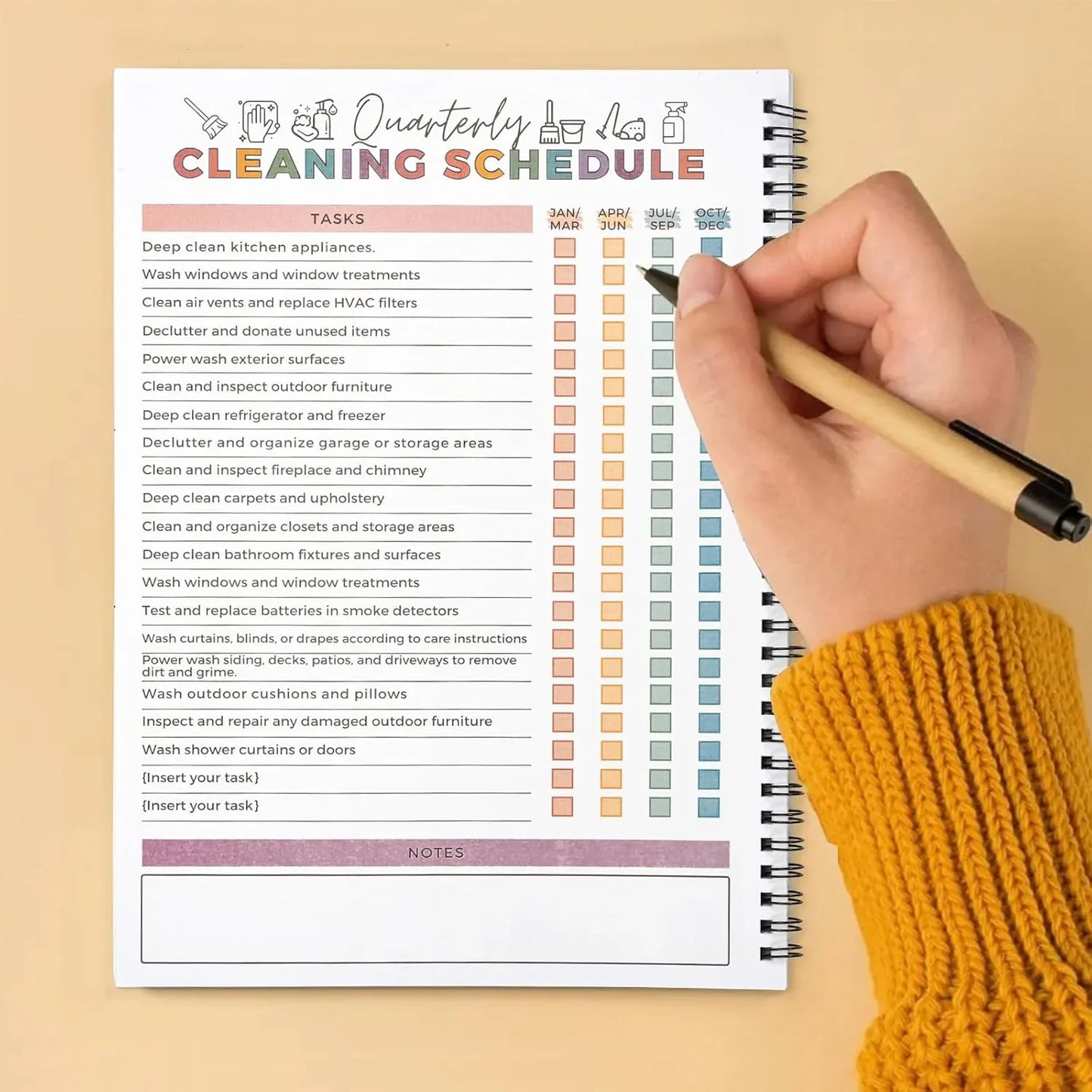 ADHD Cleaning Planner - C A4 Organization Notebook with Daily Checklists & Durable Cover – C Plannerbook