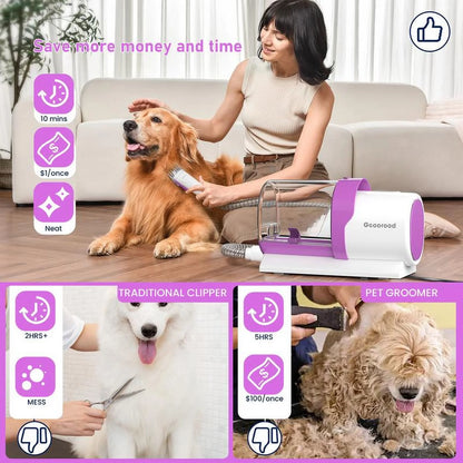 Pet Grooming Vacuum Kit – 2.5L Pet Hair Remover with Clipper & Tools