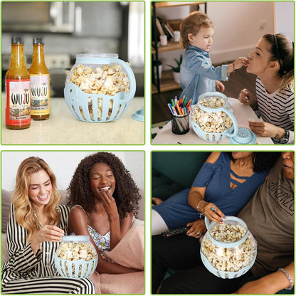 Glass Microwave Popcorn Popper, 2.25QT Original Popcorn Jar with Silicone Lid, Without BPA, Dishwasher Safe
