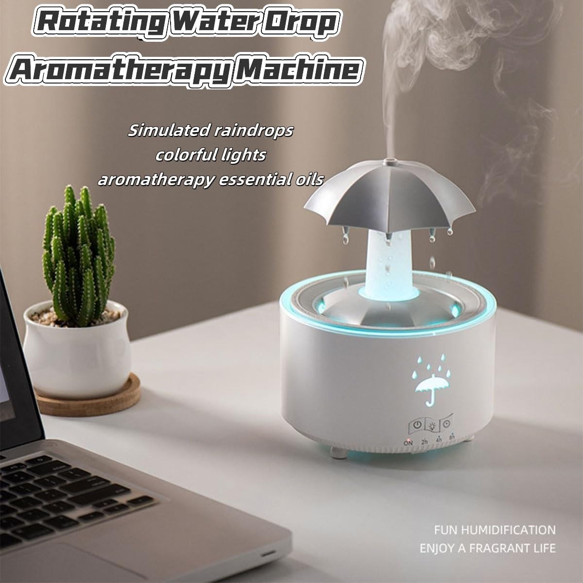 Rain Umbrella Humidifier – Rotating Lights & Aroma Diffuser