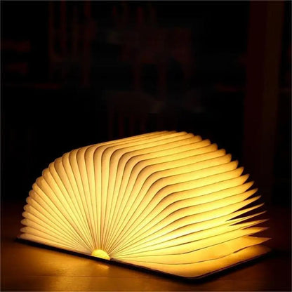 LED Wooden Book Lamp – USB Bedside Night Light with 3 Colors