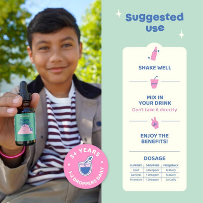 ParaPatrol Kids Herbal Supplement | Alcohol-Free Liquid with Black Walnut & Wormwood Extract for Digestive Health | Natural Raspberry Flavor, 30 Servings