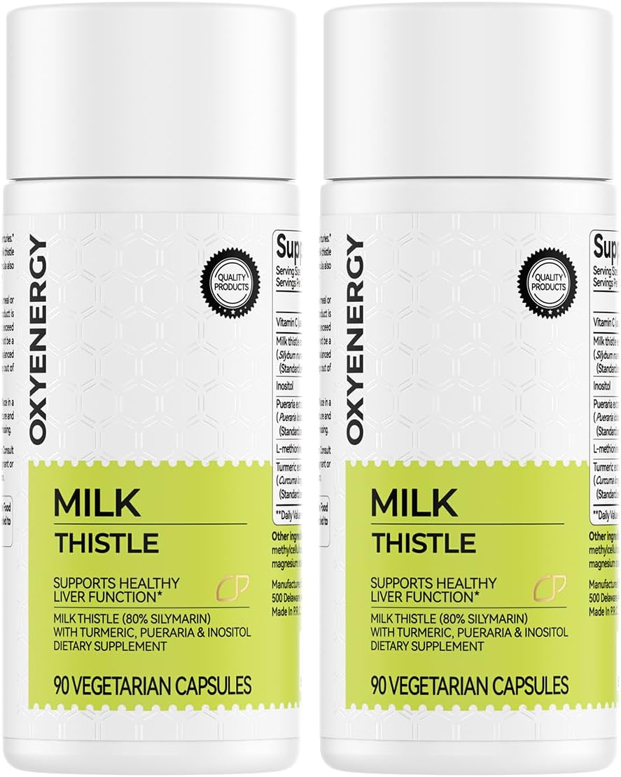 OxyEnergy Silymarin Milk Thistle 300mg – Liver Detox & Repair with Vitamin C, Inositol & Pueraria – 90 Veg Capsules