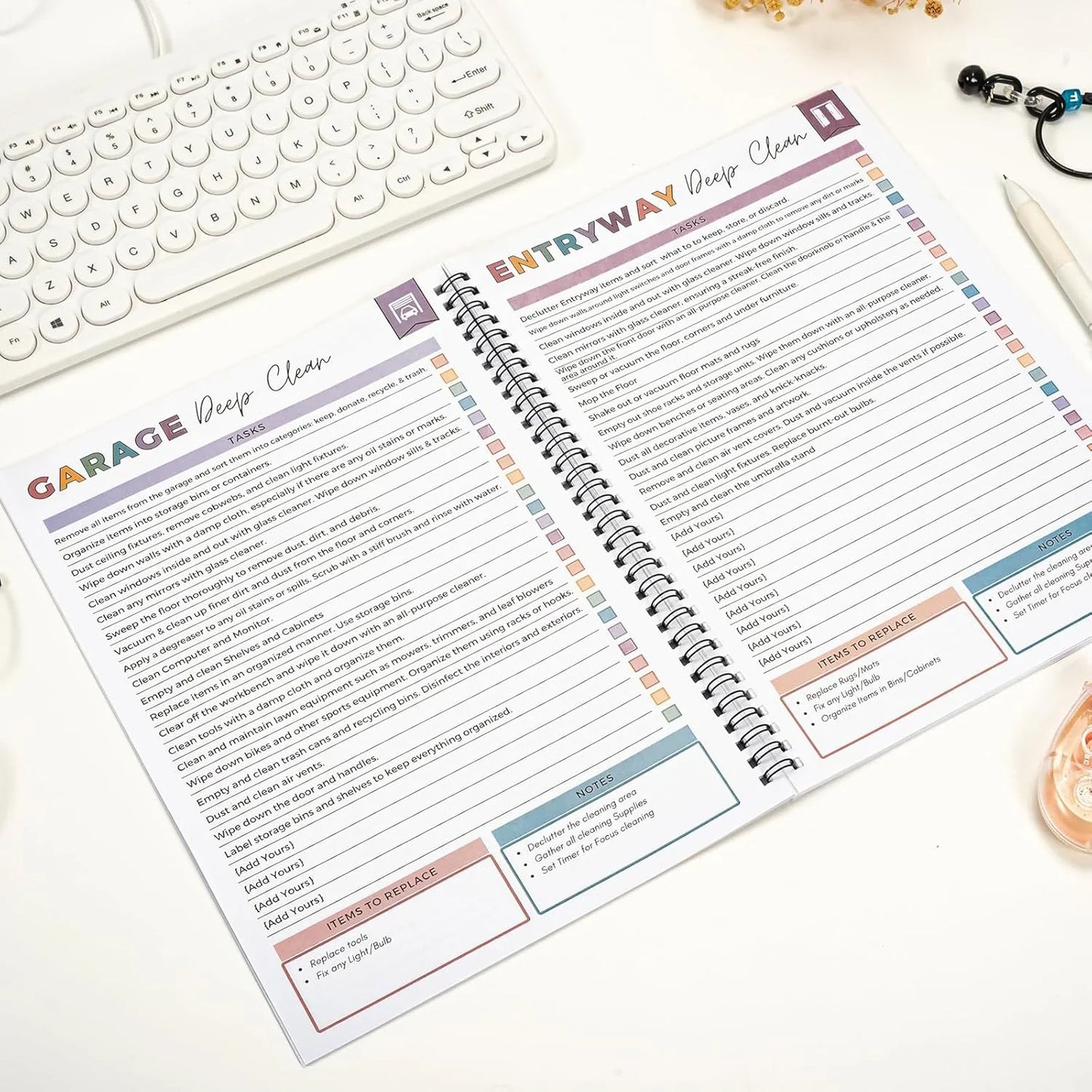 ADHD Cleaning Planner - C A4 Organization Notebook with Daily Checklists & Durable Cover – C Plannerbook