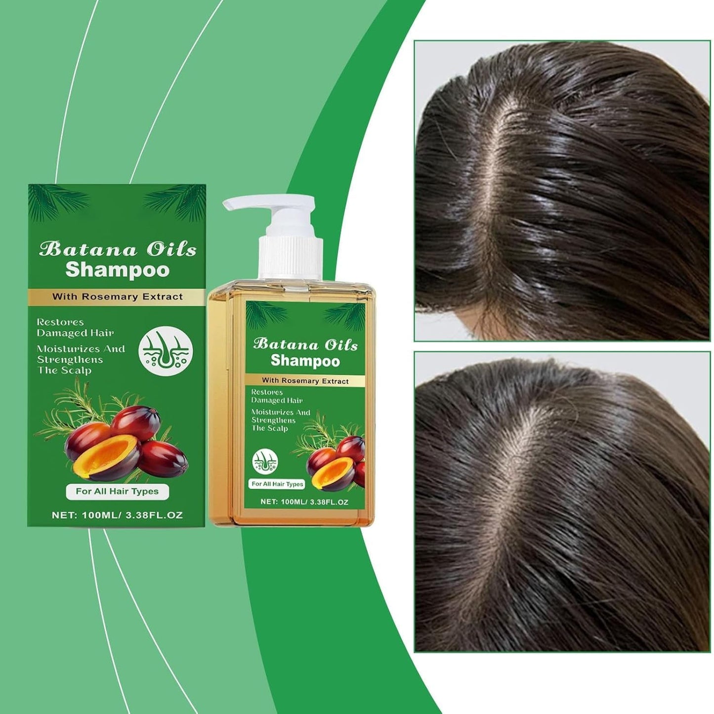 Batana Oil Shampoo Organic Nourishing, Volumizing and Hair Growth Formula – Reduces Hair Loss, 100ML