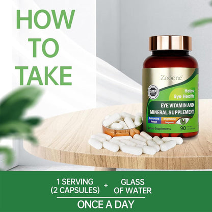 Zooone Lutein Eye Vitamins Supplement 90pcs, Lutein & Zeaxanthin for Women Men to Against Macular & Dry Eye