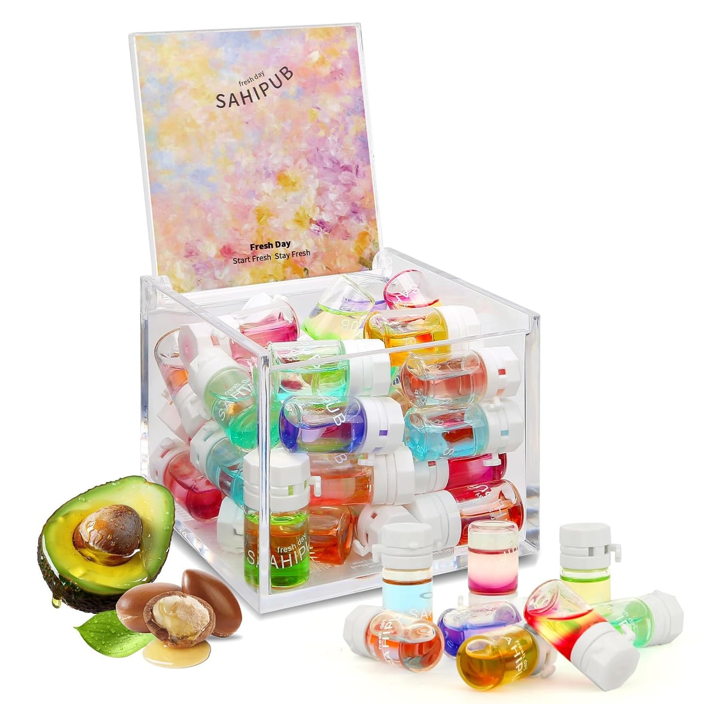 40 Pcs Hair Oil Perfume - Essence Oil & Hair Perfume 2 in 1 for Frizz Dry Damaged.Long Lasting Scented, 1.83 fl oz