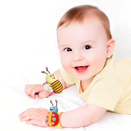 (2Sets)Wrist Rattle Socks and Foot Finder Set, Infant Girl Boy Toys for Babies 0-36 Months,Soft and Safe