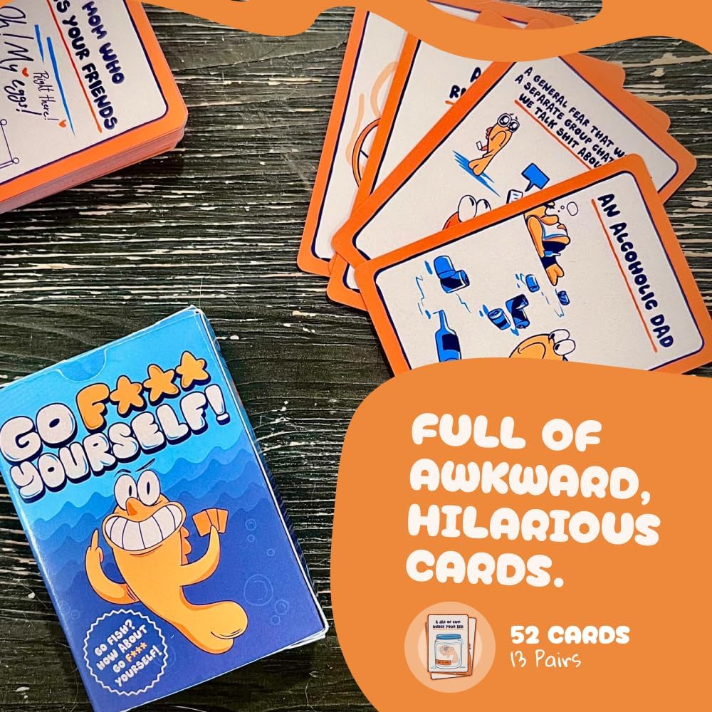 Go F Yourself! The Grown Up Go Fish Card Game  2+ Players | 52 Cards, 13 Unique Pairs