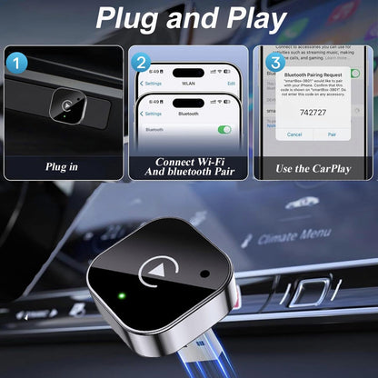 2025 Upgraded Wireless CarPlay Adapter& Android Auto Adapter, for iOS 10 Android 11 and Above(Black)