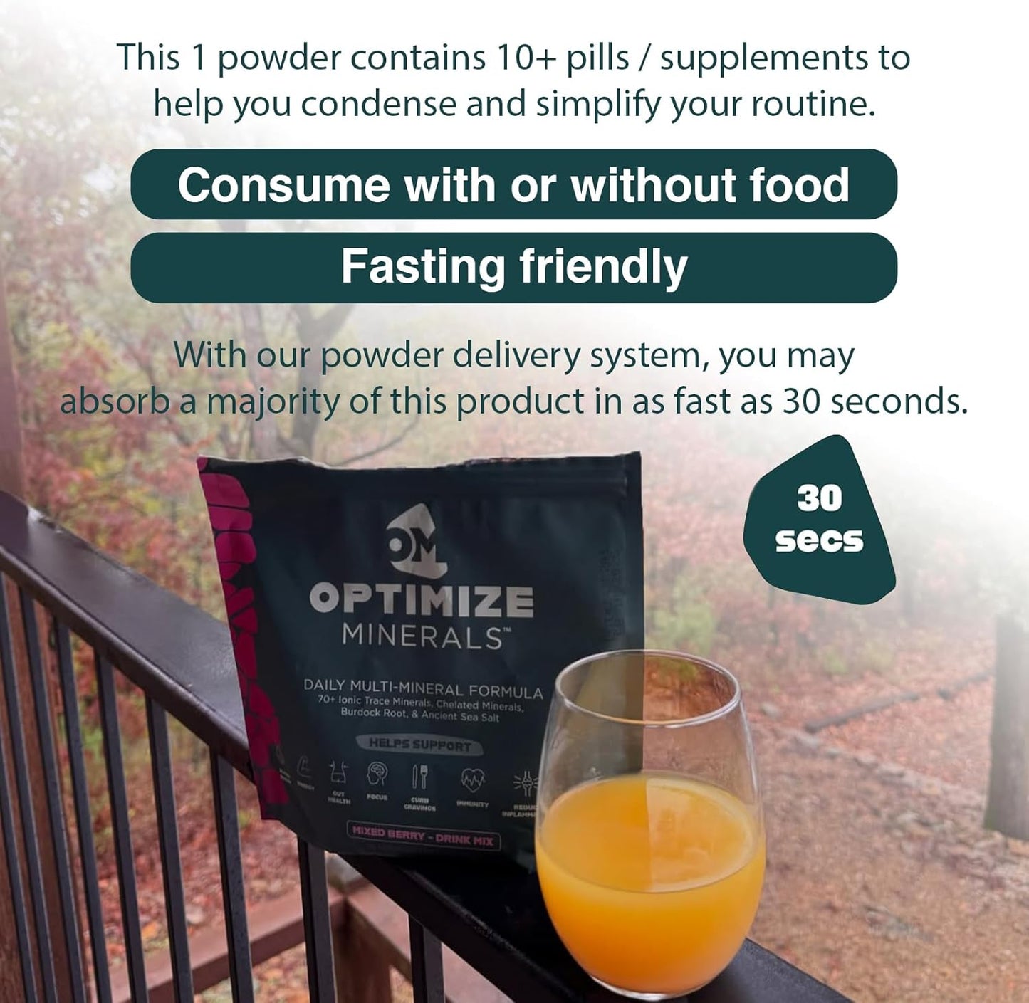 Optimize Minerals Multi Mineral Daily Formula – Magnesium, Electrolytes & Trace Mineral Supplement Powder - Gluten Free Vitamins Drink - Mixed Berry, 30 Servings