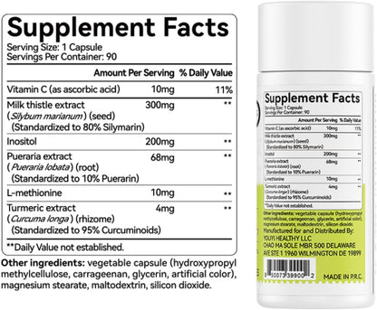 OxyEnergy Silymarin Milk Thistle 300mg – Liver Detox & Repair with Vitamin C, Inositol & Pueraria – 90 Veg Capsules
