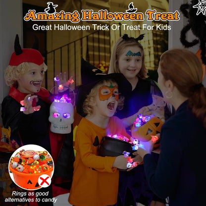 👻50Pcs LED Halloween Ring,Halloween Christmas Party Decoration Home Horror Props