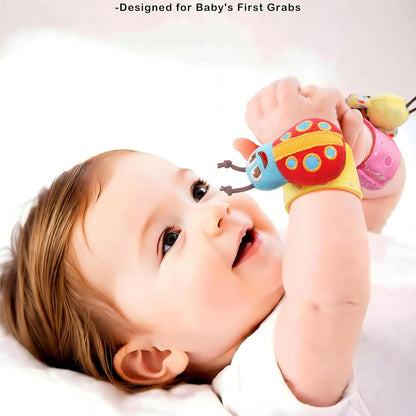 (2Sets)Wrist Rattle Socks and Foot Finder Set, Infant Girl Boy Toys for Babies 0-36 Months,Soft and Safe