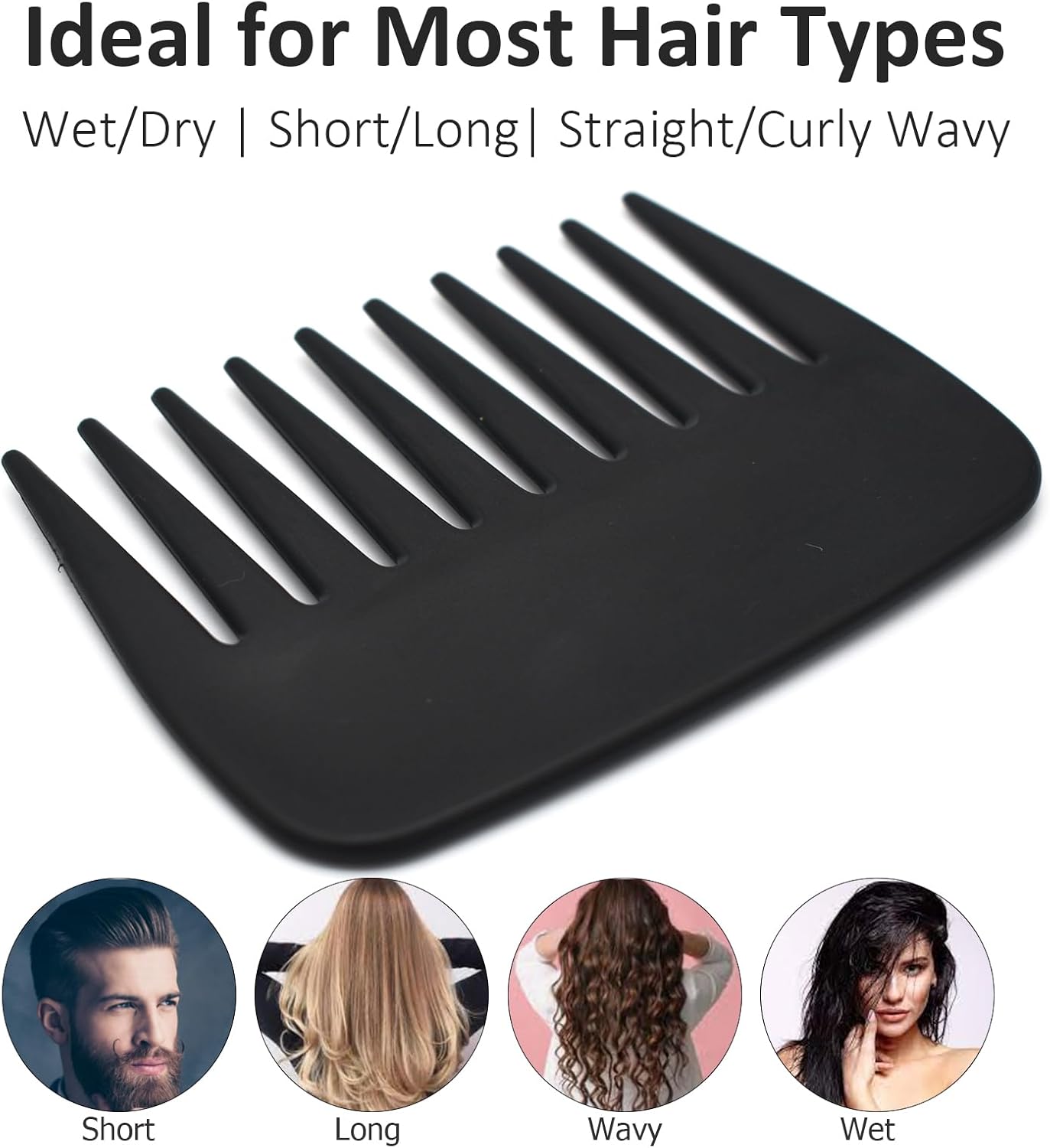 Professional Streaker Anti-Static Wide Tooth Detangling Comb - Handle  for Men Women Curly Wavy Hair