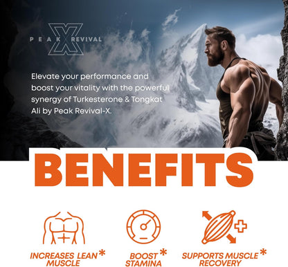 Turkesterone & Tongkat Ali - Muscle Builder & Strength Supplement for Athletes - 1000mg Per Serving, 60 Capsules