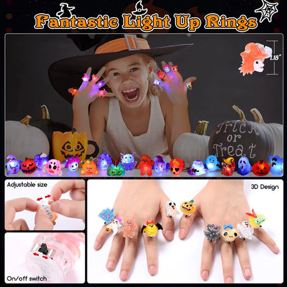 👻50Pcs LED Halloween Ring,Halloween Christmas Party Decoration Home Horror Props
