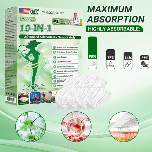 2026 New Professional Moringa 10-in-1 Nano Microdarts Patch, Natural Body Slim Patches for Women and Men, Suitable for All Skin Types