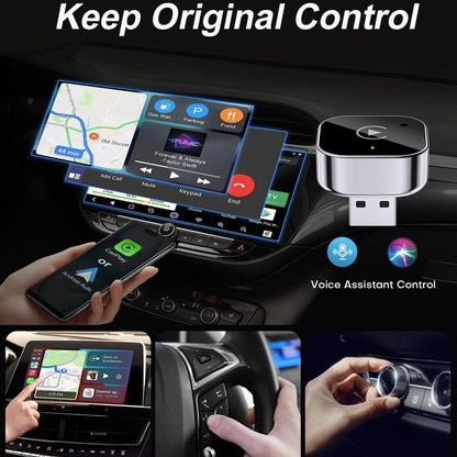 2025 Upgraded Wireless CarPlay Adapter& Android Auto Adapter, for iOS 10 Android 11 and Above(Black)