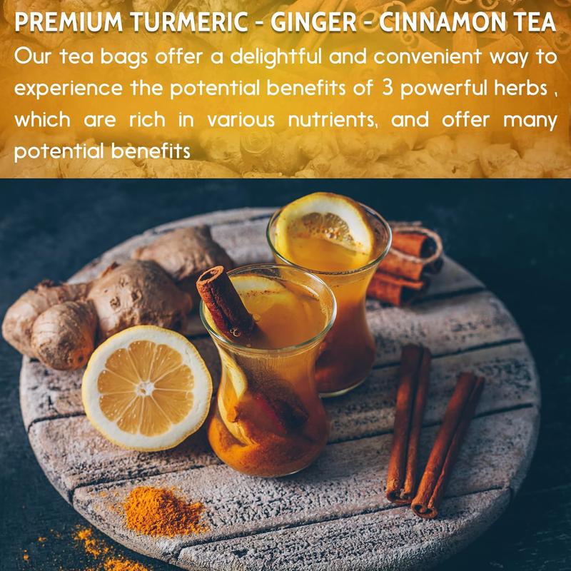 Turmeric Ginger Cinnamon Tea – 120 Bags | 100% Natural Herbal Blend for Wellness & Digestio.