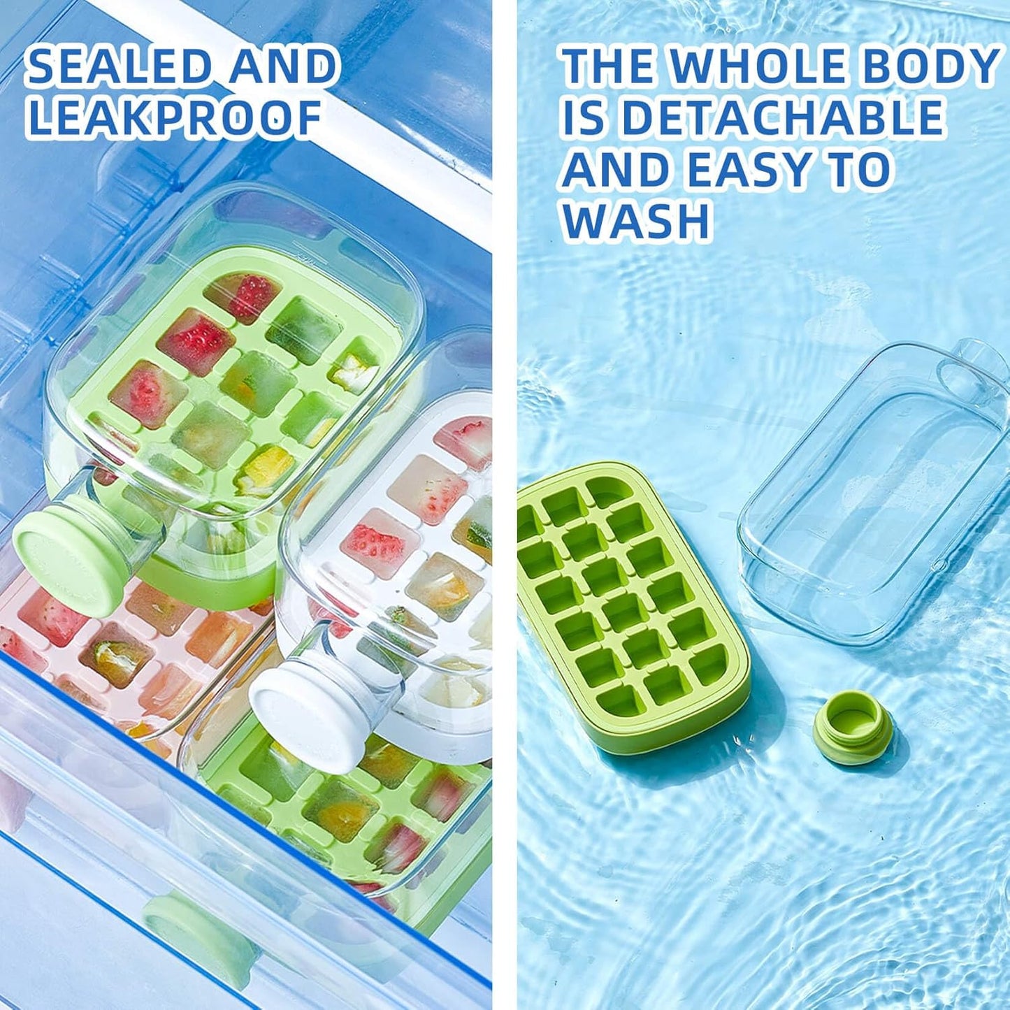 800ml 2-in-1 Ice Cube Maker Bottle – Water Bottle with Straw for Iced Drinks