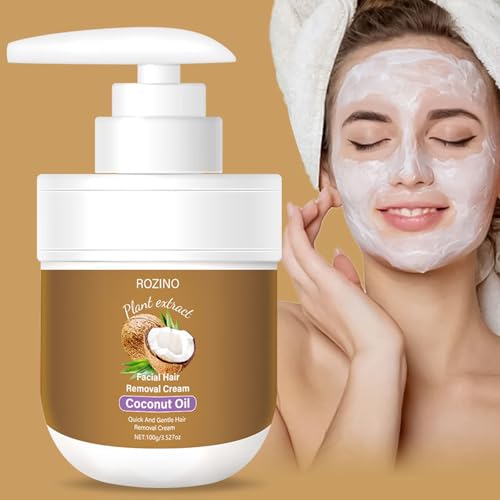 Coconut Oil Facial Hair Remover Cream -Painless & Sensitive Skin Safe