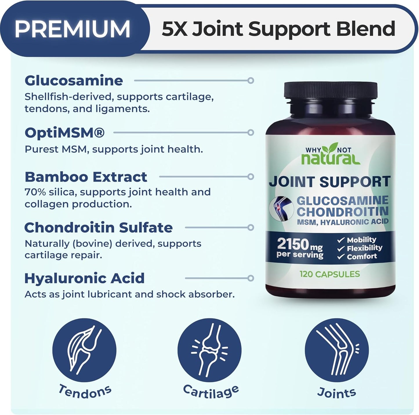 Glucosamine Chondroitin MSM Joint Support Knee & Joint Health Supplement