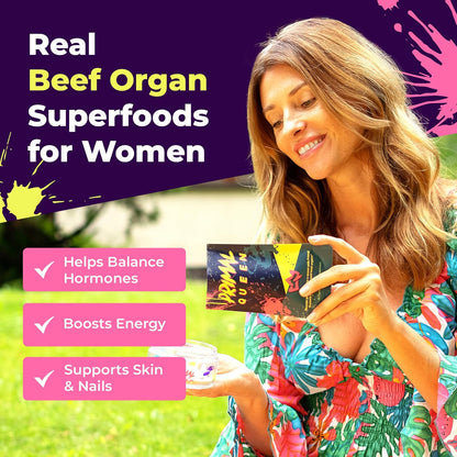 Primal Queen Female-Optimized Beef Organ Superfood Supplement - 100% Grass Fed, Pasture Raised Cattle - Balance Hormones, Energy