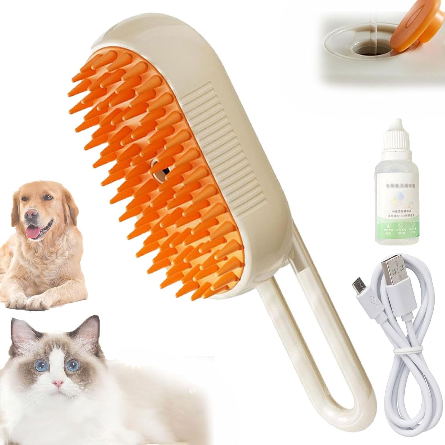 Comb For Dogs Cat Brush With Steam - 3-In-1 Electric Spray Dog Steamer Brush For Gentle Massage, Removes Tangled Loose Hair