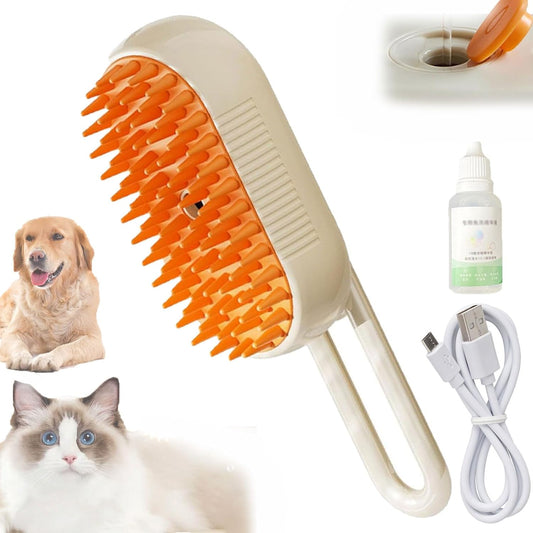 Comb For Dogs Cat Brush With Steam - 3-In-1 Electric Spray Dog Steamer Brush For Gentle Massage, Removes Tangled Loose Hair