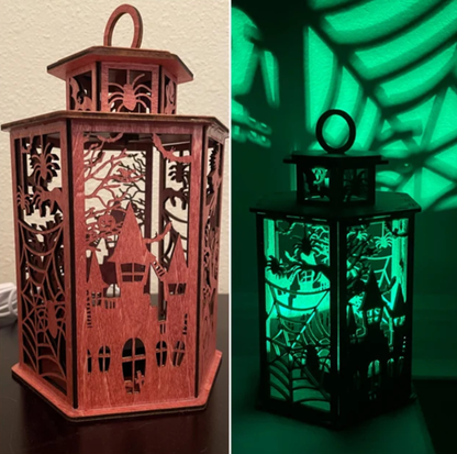 Wooden Halloween Tea Lantern