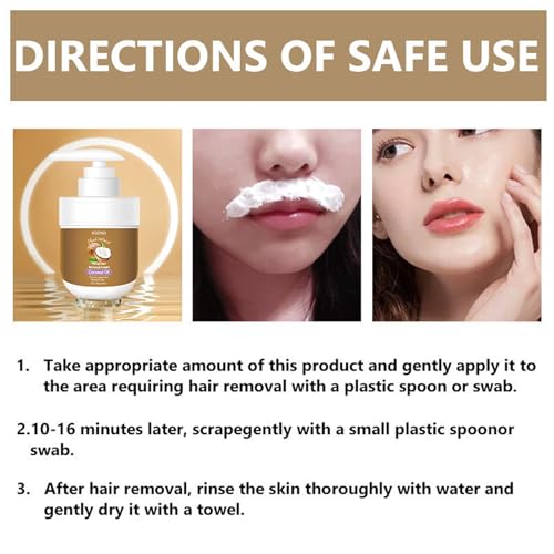 Coconut Oil Facial Hair Remover Cream -Painless & Sensitive Skin Safe