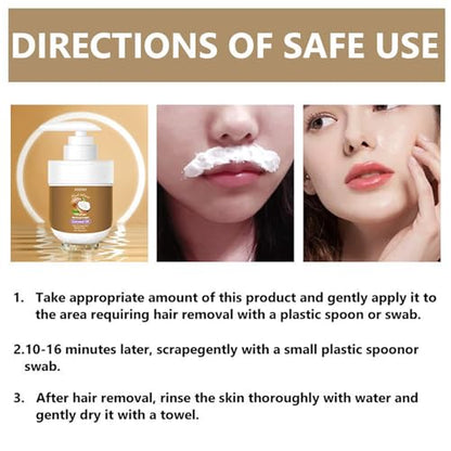 Coconut Oil Facial Hair Remover Cream -Painless & Sensitive Skin Safe