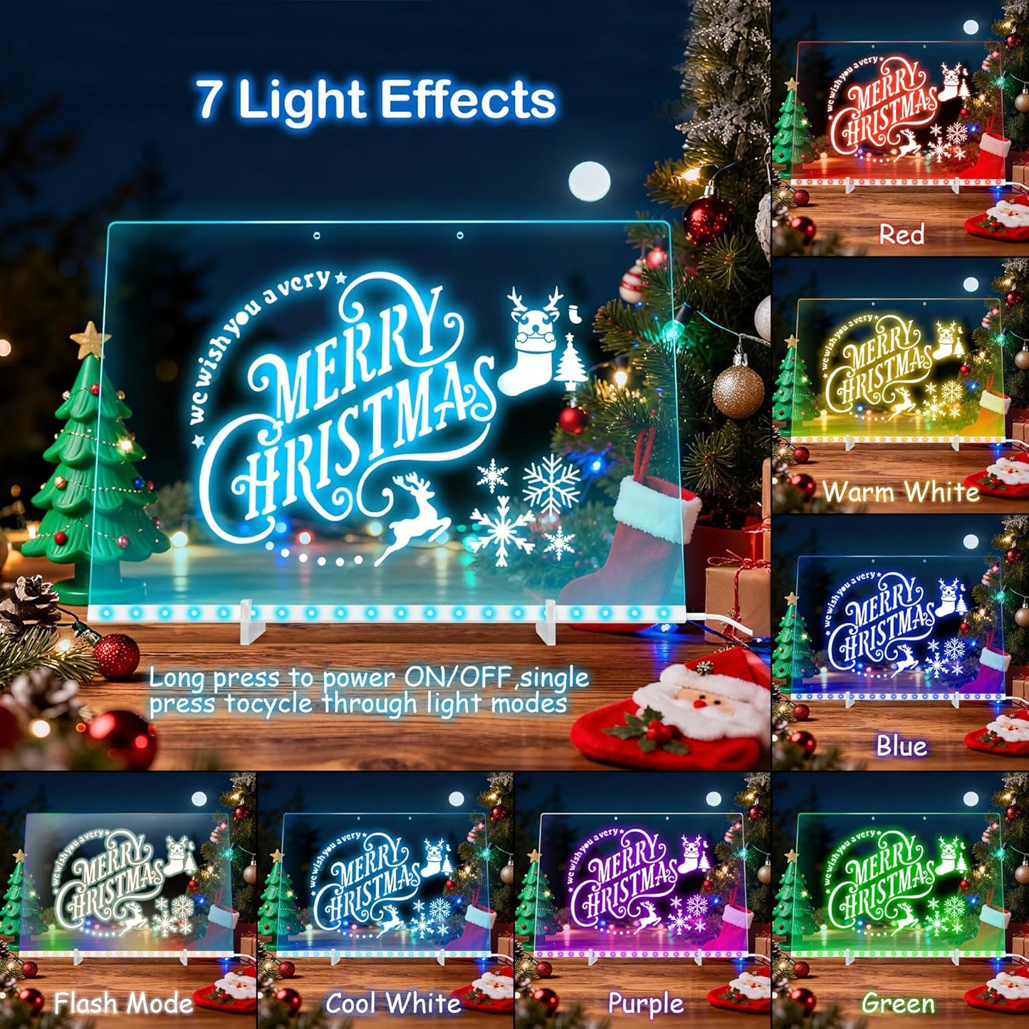 LED Drawing Board for Kids, 13.7"x9.87" Light Up Acrylic Dry Erase Led Note Board with Colors, Doodle Glow Board with Stand,  as Christmas & Birthday Gifts