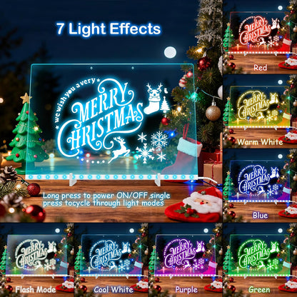 LED Drawing Board for Kids, 13.7"x9.87" Light Up Acrylic Dry Erase Led Note Board with Colors, Doodle Glow Board with Stand,  as Christmas & Birthday Gifts