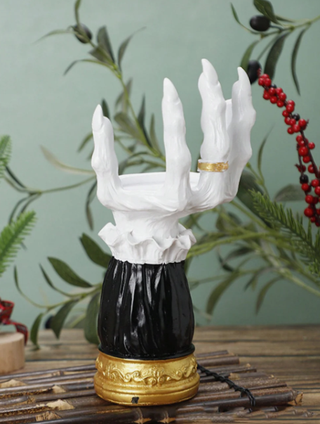 Fright Night Candle Holder: Spooky Halloween Hand Ornament