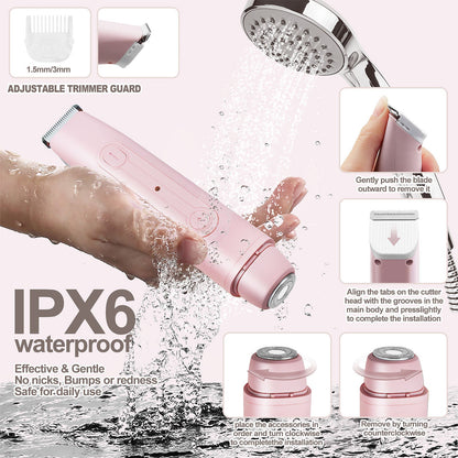 Electric Shaver for Women 2 in 1 Bikini Trimmer, USB Rechargeable Electric Razors Body Hair Trimmer for Face Leg Bikini Underarm