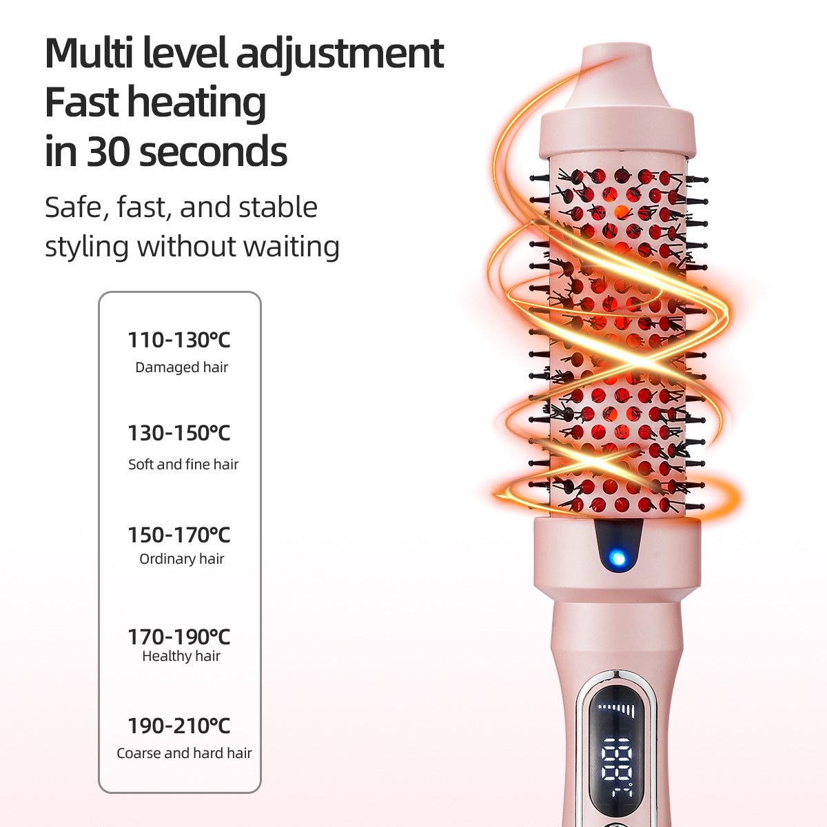 Thermal Brush for Blowout Look, 1 1/2 inch Ionic Heated Nylon Brush Get Natural Curls, Rose Gold