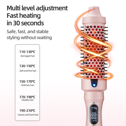 Thermal Brush for Blowout Look, 1 1/2 inch Ionic Heated Nylon Brush Get Natural Curls, Rose Gold