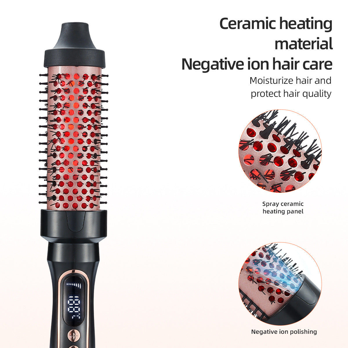Thermal Brush for Blowout Look, 1 1/2 inch Ionic Heated Nylon Brush Get Natural Curls, Rose Gold