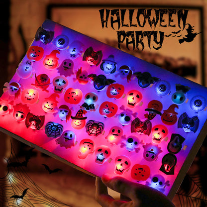 👻50Pcs LED Halloween Ring,Halloween Christmas Party Decoration Home Horror Props